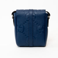 Gucci Blue Embossed GG Leather Messenger Bag