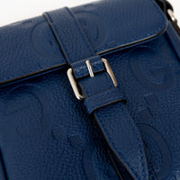 Gucci Blue Embossed GG Leather Messenger Bag