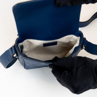 Gucci Blue Embossed GG Leather Messenger Bag