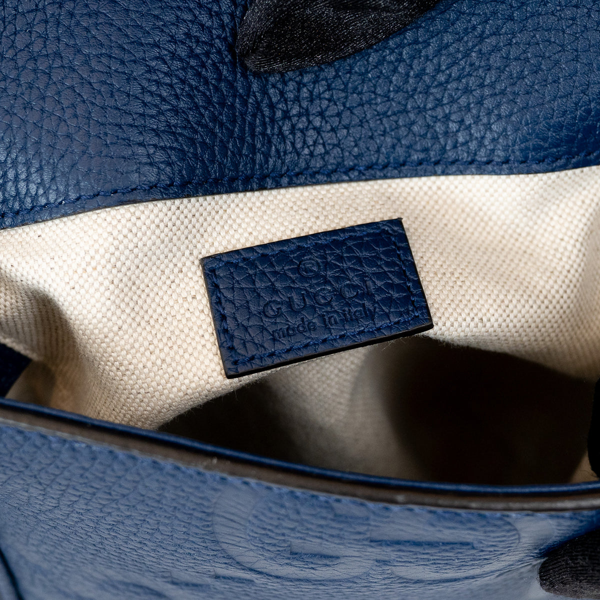 Gucci Blue Embossed GG Leather Messenger Bag