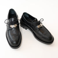 Hermes Black Calfskin Leather First Derby Loafers Size 38/40