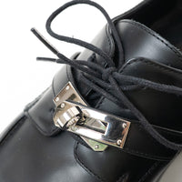 Hermes Black Calfskin Leather First Derby Loafers Size 38/40