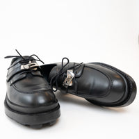 Hermes Black Calfskin Leather First Derby Loafers Size 38/40