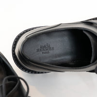 Hermes Black Calfskin Leather First Derby Loafers Size 38/40