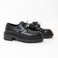 Hermes Black Calfskin Leather First Derby Loafers Size 38/40
