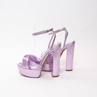 Aquazzura Metallic Lilac Leather Platform Block Heels Size 36