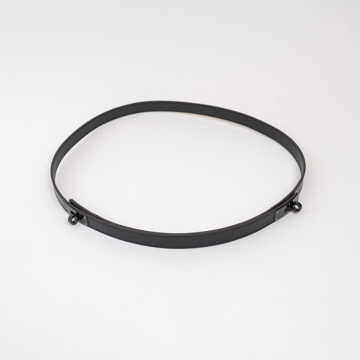 Hermes Black Leather Double Buckle Kelly Belt Size 90