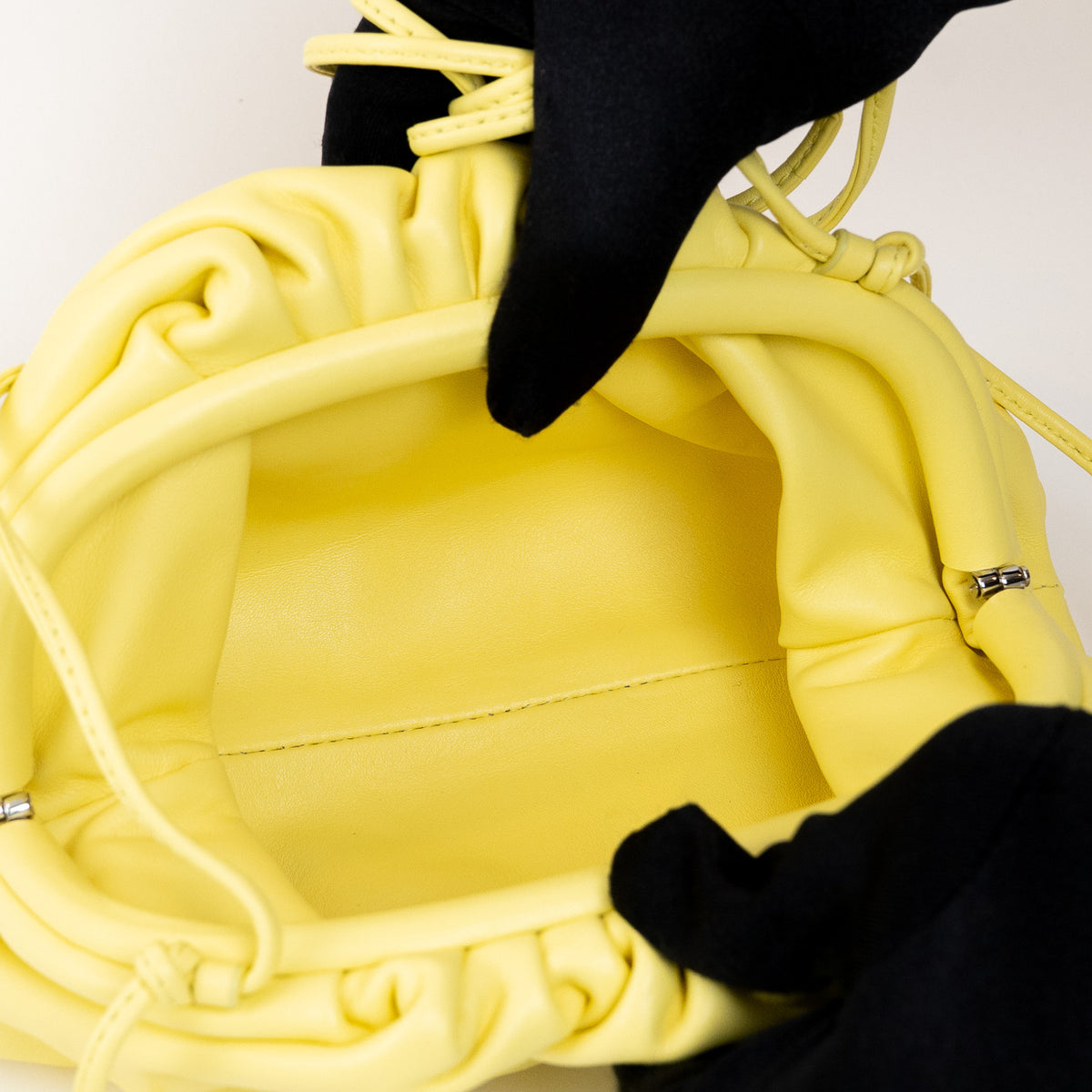 Bottega Veneta Yellow Calfskin Leather "The Mini Pouch" Clutch