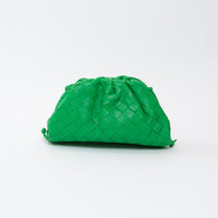 Bottega Veneta Green Calfskin Leather Intrecciato "The Mini Pouch" Clutch