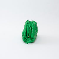 Bottega Veneta Green Calfskin Leather Intrecciato "The Mini Pouch" Clutch