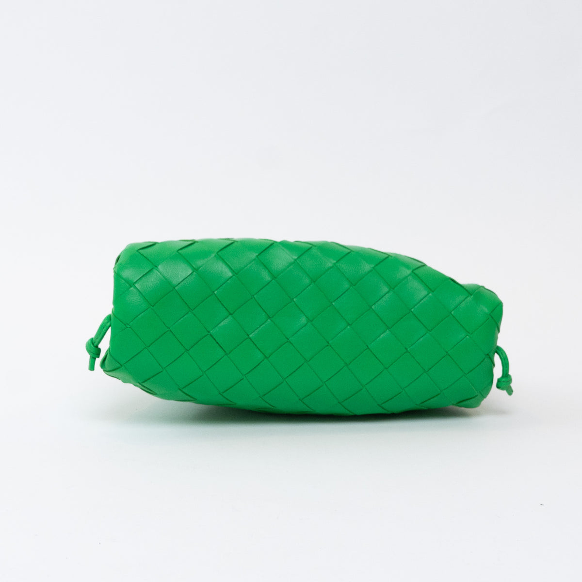 Bottega Veneta Green Calfskin Leather Intrecciato "The Mini Pouch" Clutch