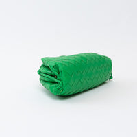 Bottega Veneta Green Calfskin Leather Intrecciato "The Mini Pouch" Clutch