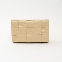 Bottega Veneta Cassette Intrecciato Crossbody Bag in Beige Calfskin Leather