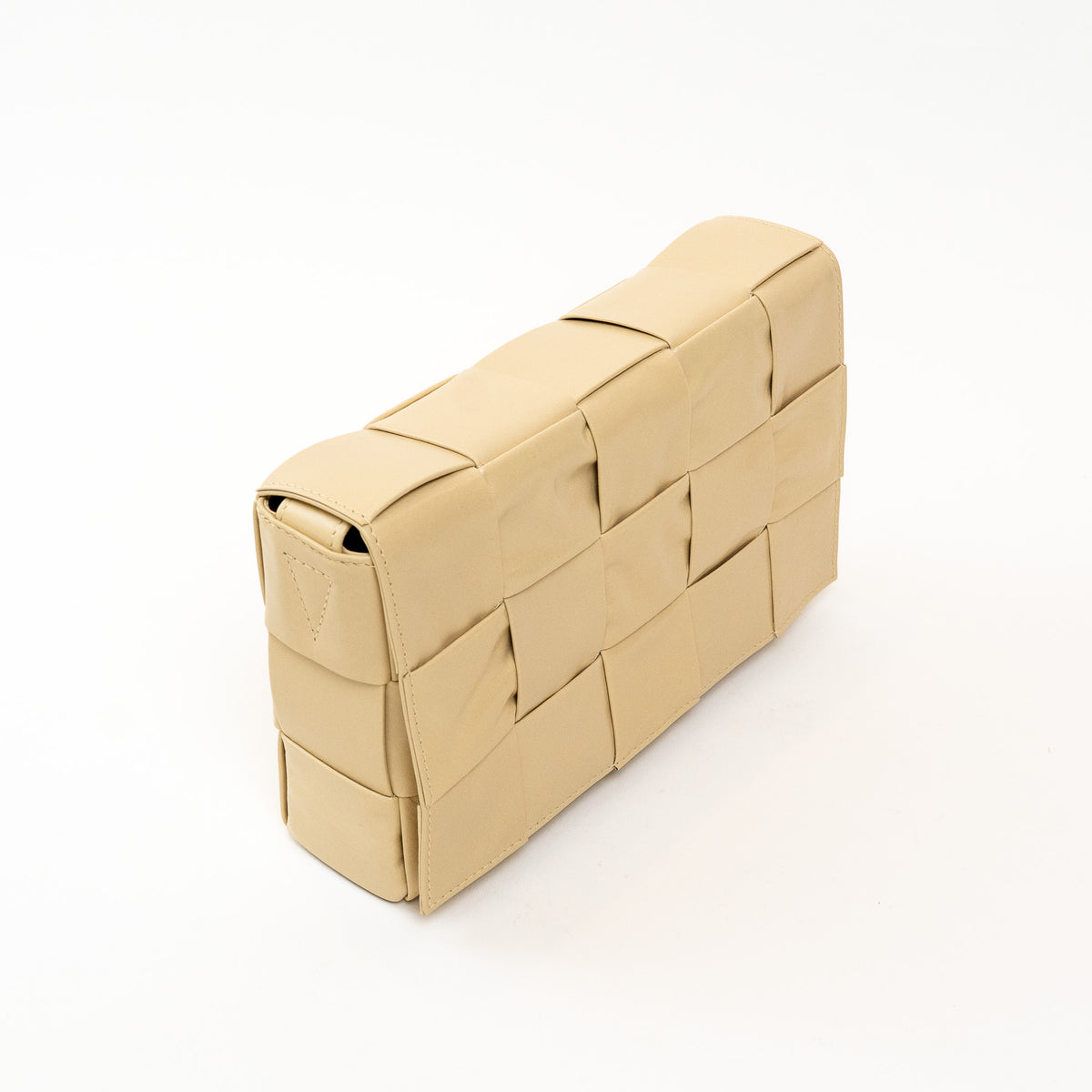 Bottega Veneta Beige Calfskin Leather Intrecciato Cassette Crossbody Bag