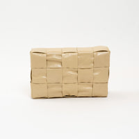 Bottega Veneta Beige Calfskin Leather Intrecciato Cassette Crossbody Bag