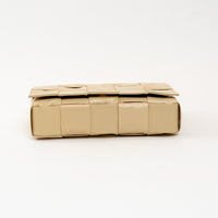 Bottega Veneta Beige Calfskin Leather Intrecciato Cassette Crossbody Bag