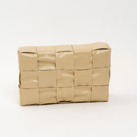 Bottega Veneta Beige Calfskin Leather Intrecciato Cassette Crossbody Bag