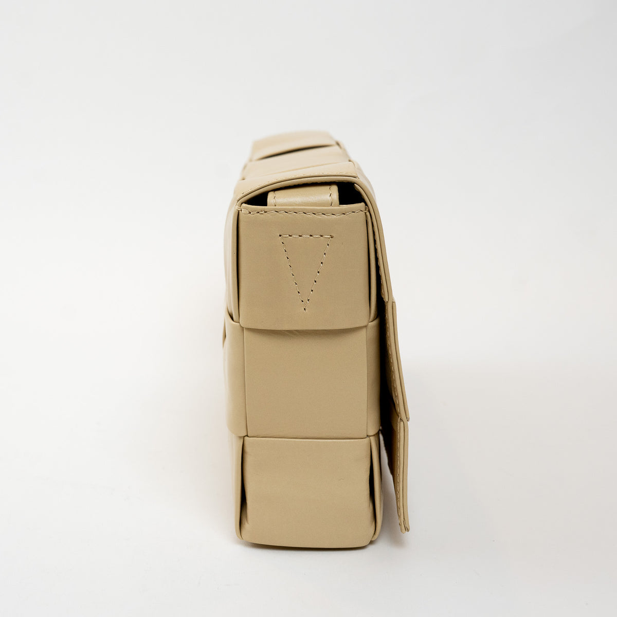 Bottega Veneta Beige Calfskin Leather Intrecciato Cassette Crossbody Bag