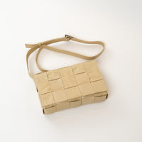 Bottega Veneta Beige Calfskin Leather Intrecciato Cassette Crossbody Bag