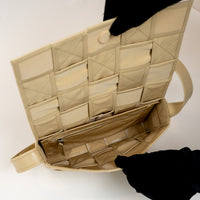 Bottega Veneta Beige Calfskin Leather Intrecciato Cassette Crossbody Bag