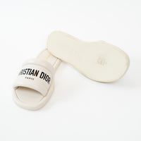 Christian Dior White Lambskin Embossed Every-D Slide Size 36