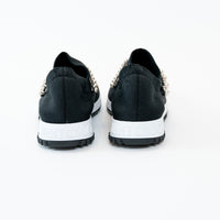 Jimmy Choo Black Knit Verona Crystal and Faux Pearl Detail Sock Sneakers Size 36.5