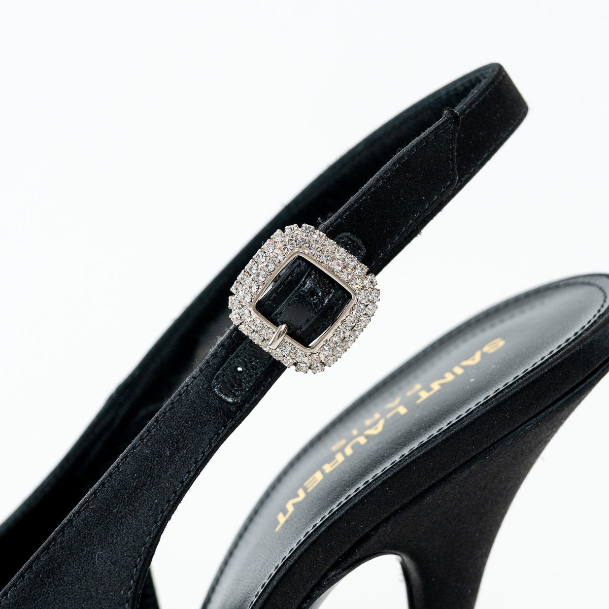 Saint Laurent Black Satin Slingback Pumps Size 40