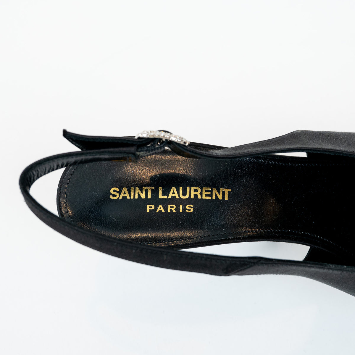Saint Laurent Black Satin Slingback Pumps Size 40