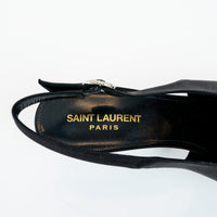 Saint Laurent Black Satin Slingback Pumps Size 40