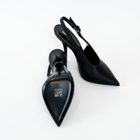 Saint Laurent Black Satin Slingback Pumps Size 40