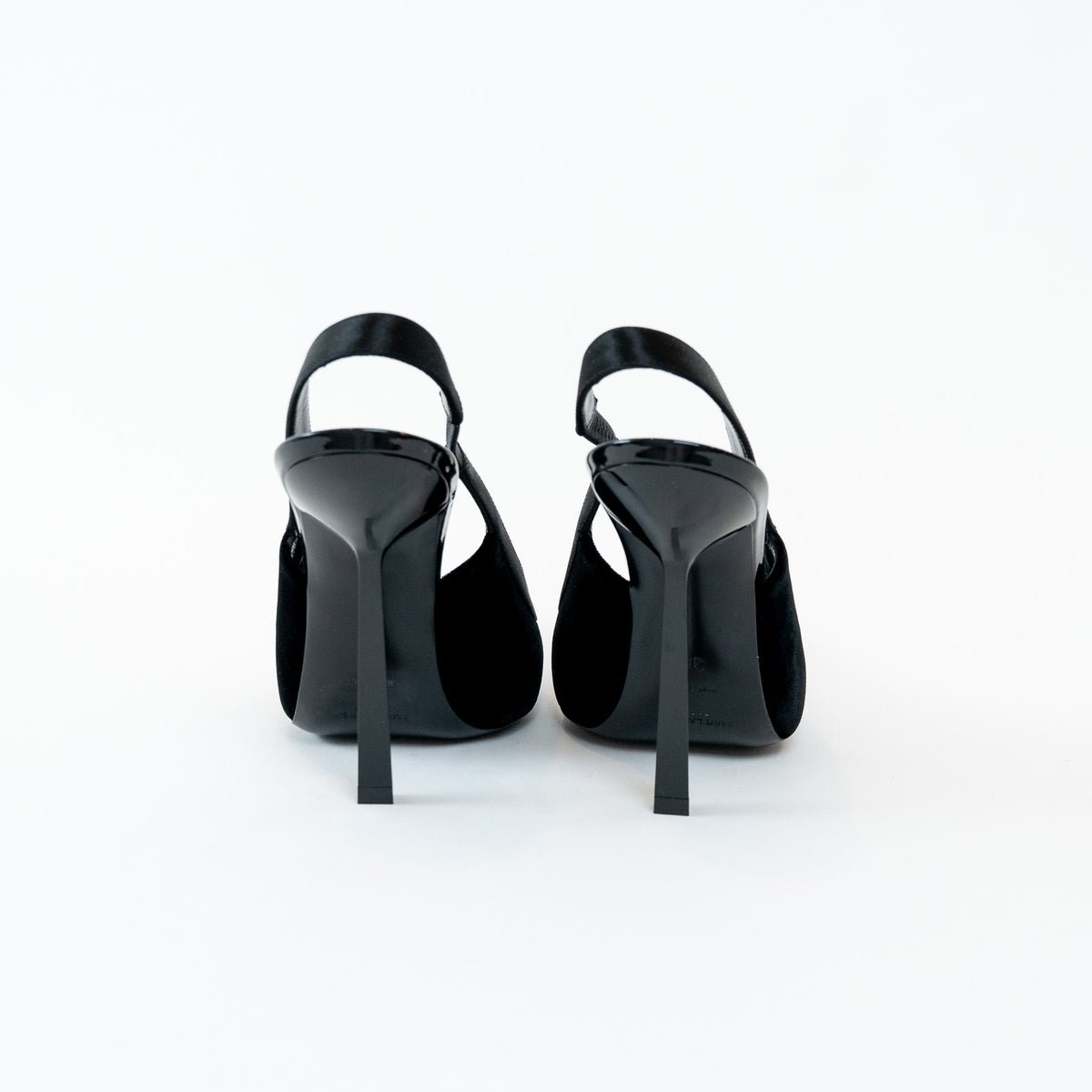 Saint Laurent Black Satin Slingback Pumps Size 40