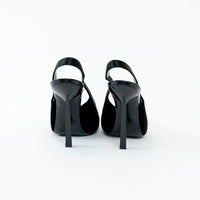 Saint Laurent Black Satin Slingback Pumps Size 40