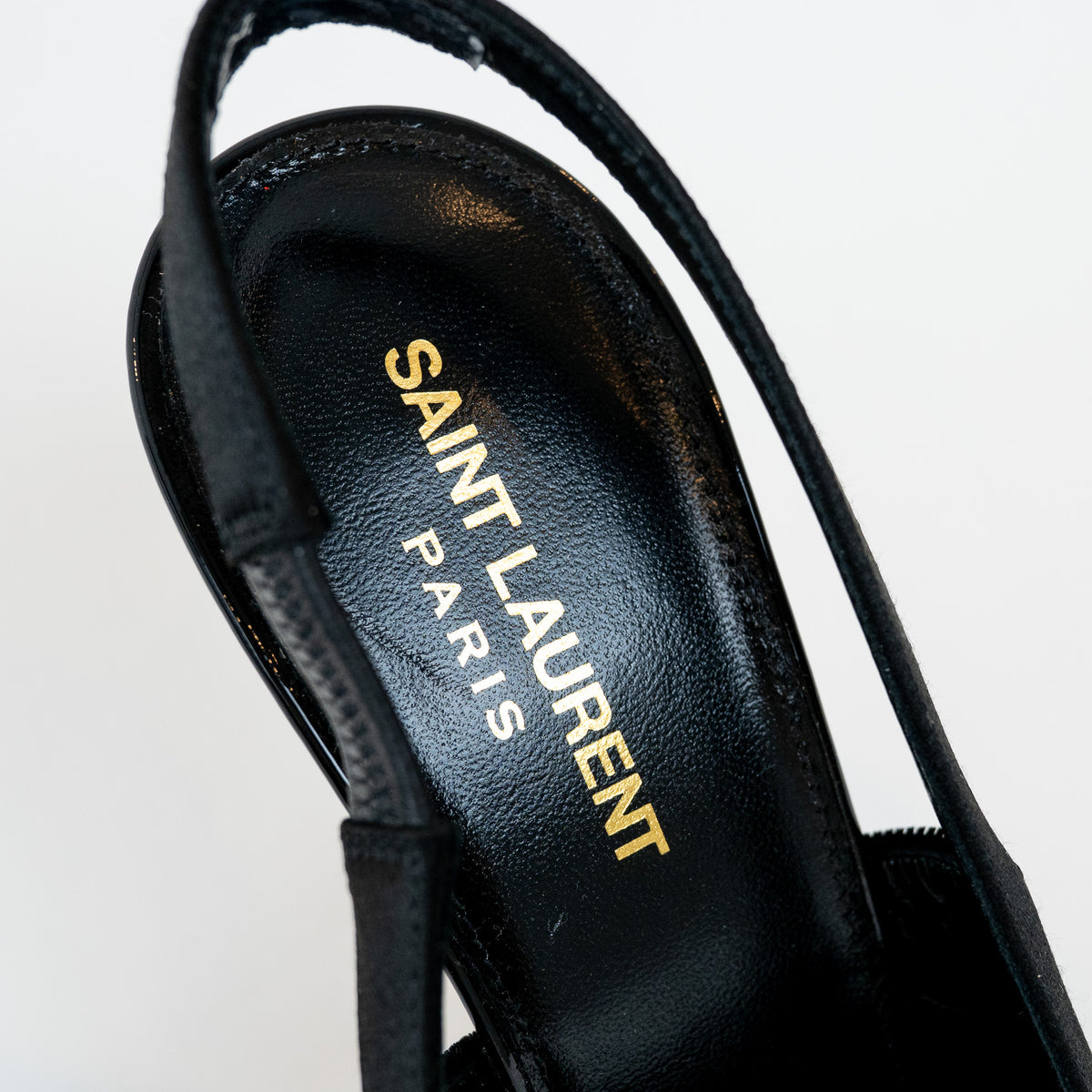 Saint Laurent Black Satin Slingback Pumps Size 40