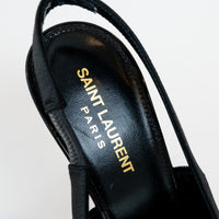 Saint Laurent Black Satin Slingback Pumps Size 40