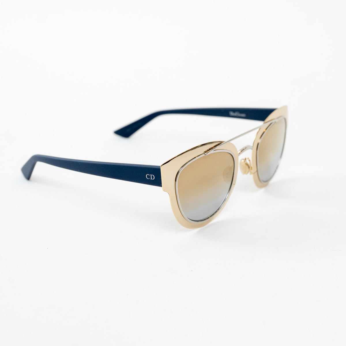 Dior Light Gold and Navy Double Bridge DiorChromic Sunglasses