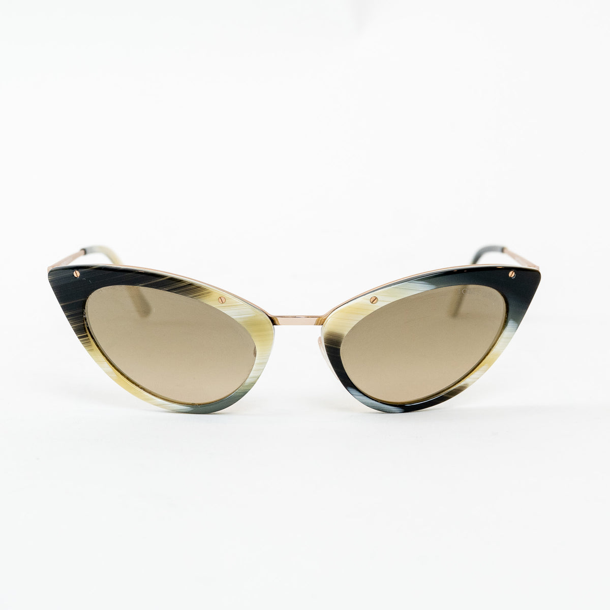 Tom Ford Rose Gold Black/White/Olive Frame Cateye Grace Sunglasses