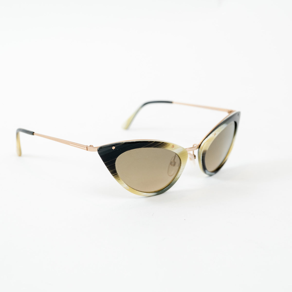 Tom Ford Rose Gold Black/White/Olive Frame Cateye Grace Sunglasses