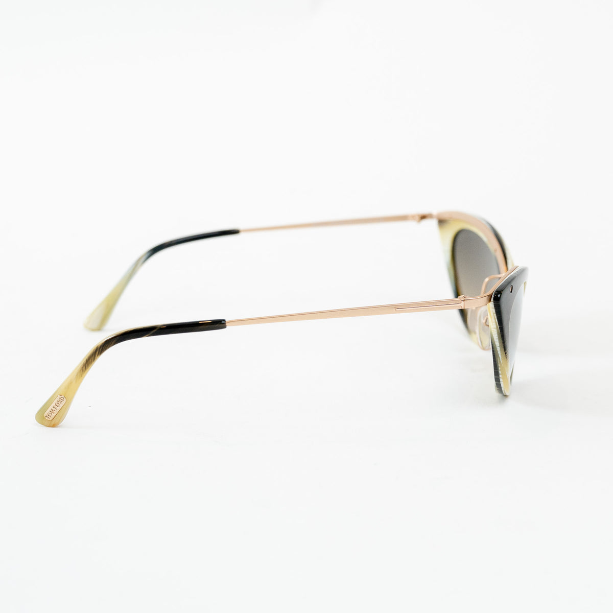 Tom Ford Rose Gold Black/White/Olive Frame Cateye Grace Sunglasses