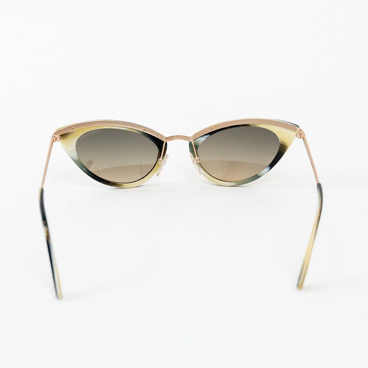 Tom Ford Rose Gold Black/White/Olive Frame Cateye Grace Sunglasses