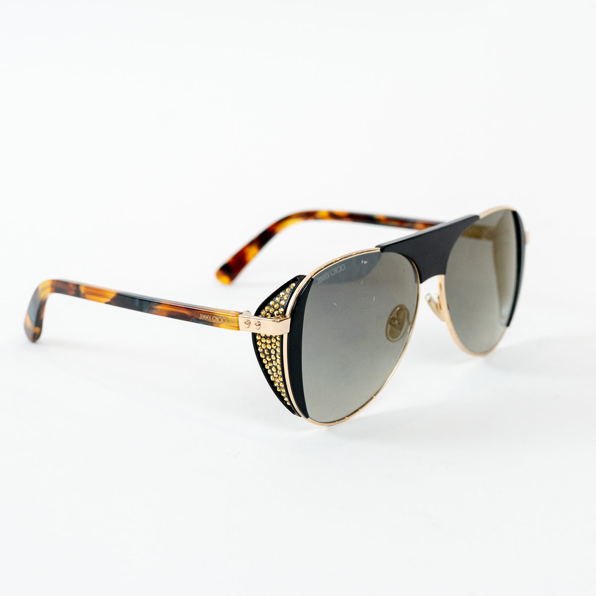 Jimmy Choo Black Mirror Gradient Aviator Sunglasses