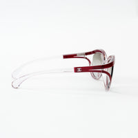 Pre-Loved Chanel™ Clear Cateye Sunglasses with Red Accents