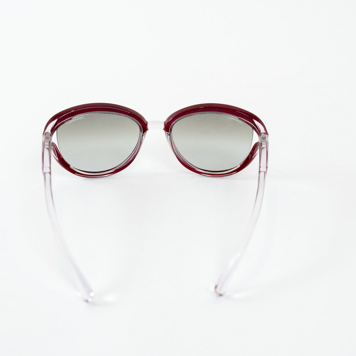 Pre-Loved Chanel™ Clear Cateye Sunglasses with Red Accents