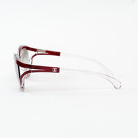Pre-Loved Chanel™ Clear Cateye Sunglasses with Red Accents