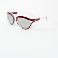 Pre-Loved Chanel™ Clear Cateye Sunglasses with Red Accents