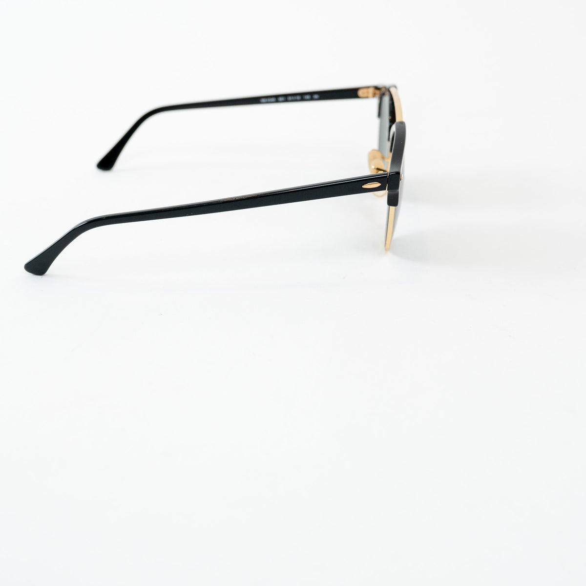 Ray Ban Black Frame Gold Accent Double Bridge Clubround Sunglasses