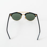 Ray Ban Black Frame Gold Accent Double Bridge Clubround Sunglasses