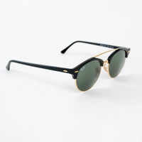Ray Ban Black Frame Gold Accent Double Bridge Clubround Sunglasses