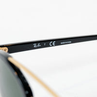 Ray Ban Black Frame Gold Accent Double Bridge Clubround Sunglasses