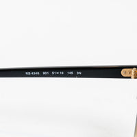 Ray Ban Black Frame Gold Accent Double Bridge Clubround Sunglasses