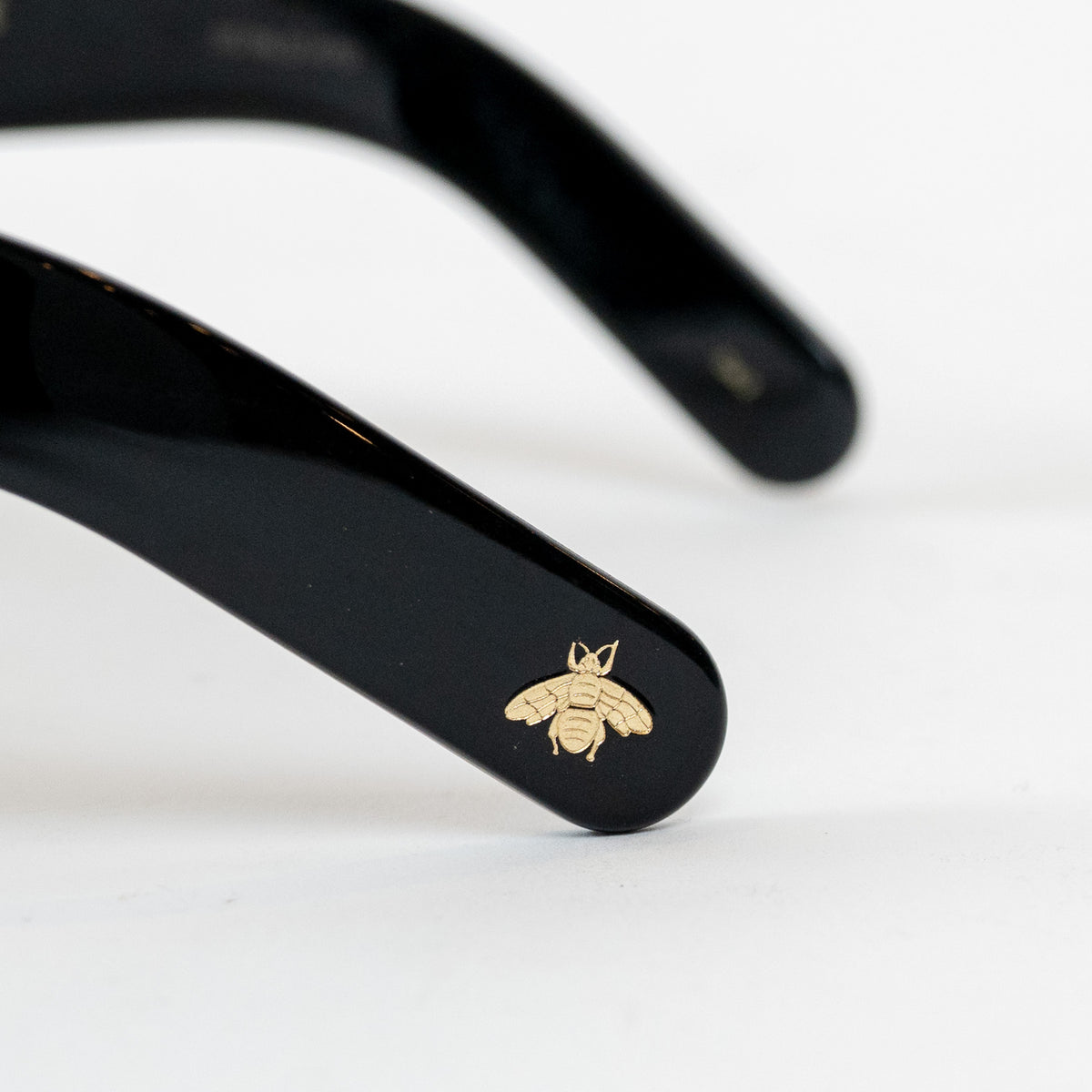 Gucci Black Pearl Embellished GG Square Frame Sunglasses with Orange Lenses